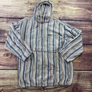 Vtg Raw Edge 90s Baggy Quarter Zip, Hoodie Sweater Colorful Kangaroo Pocket XL